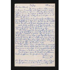 Copy of letter, 20 December 1949, from Herries Beattie, to Florence Black