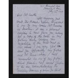 Letter, 17 July 1949, from Florence Black, to Herries Beattie