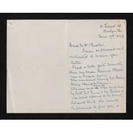 Letter, 17 June 1949, from Mary Cameron, to Herries Beattie