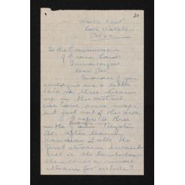 Letter, 22 October 1946, from Mrs John MacKenzie, to the Commissioner of Crown Lands, Invercargill