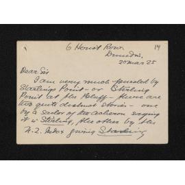Letter, 20 March 1925, from Edmund Robert Nevill, to Herries Beattie