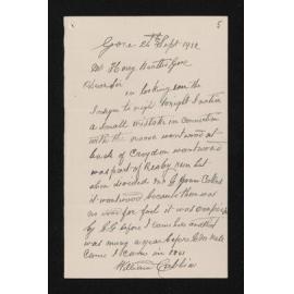 Letter, 24 September 1912, from William Cubbin, to Herries Beattie