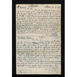 Copy of two letters, 12 May 1909, from Herries Beattie, to W.H.S. Roberts and the Editor of the Otago Witness
