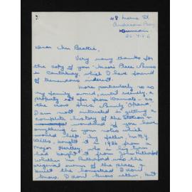 Letter, 25 July 1956, from Bridget Russell, to Herries Beattie