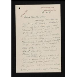 Letter, 9 April 1951, from Arthur Paul Harper, to Herries Beattie