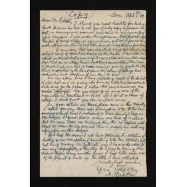 Copy of letter, 5 April 1909, from Herries Beattie, to W.H.S. Roberts