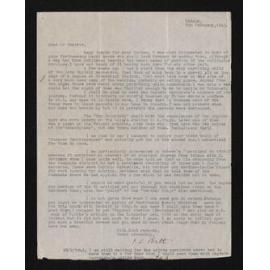 Letter, 6 February 1943, from F.A. Bett, to Herries Beattie