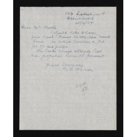 Letter, 30 March 1957, from E.C. Fraser, to Herries Beattie