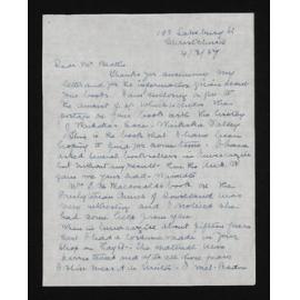 Letter, 4 March 1957, from E.C. Fraser, to Herries Beattie