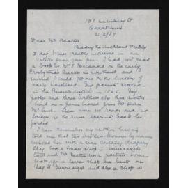 Letter, 21 February 1957, from E.C. Fraser, to Herries Beattie