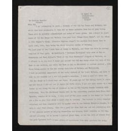 Letter, 26 February 1957, from J.T. Weatherall, to Herries Beattie, regarding the Old Man Range and Waikaia