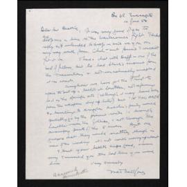 Letter, 14 June 1958, from Fred Hall-Jones, to Herries Beattie