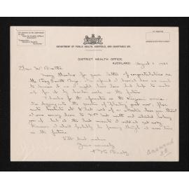 Letter, 1 August 1921, from P.H. Buck, to Herries Beattie