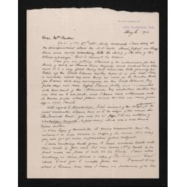 Letter, 6 May 1916, from S. Percy Smith, to Herries Beattie regarding translations