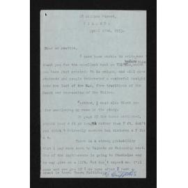Letter, 27 April 1953, from Gordon Griffiths, to Herries Beattie