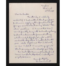 Letter, 23 February 1952, from Francis Smith, to Herries Beattie