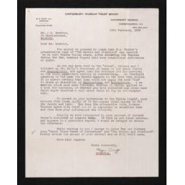 Letter, 16 February 1950, from Roger Duff, to Herries Beattie