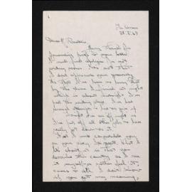 Letter, 28 February 1949, from Lawson Burrows, to Herries Beattie