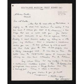 Letter, 27 May 1958, from Olga Sansom, to Herries Beattie