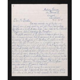 Letter, [7 November 1957], from Anthony Fomison, to Herries Beattie