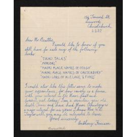 Letter, 5 May 1957, from Anthony Fomison, to Herries Beattie