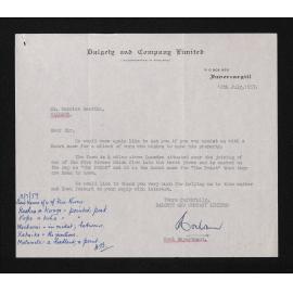 Letter, 12 July 1957, from Dalgety and Company Limited, to Herries Beattie
