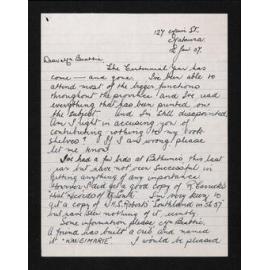 Letter, 12 January 1957, from Peter J. Dore, to Herries Beattie