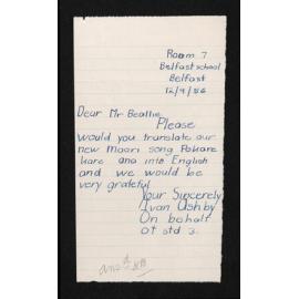 Letter, 12 September 1956, from Ivan Ashby, to Herries Beattie
