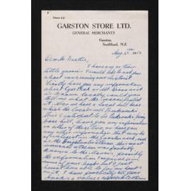 Letter, 27 August 1956, from John M. Newman, to Herries Beattie