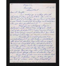 Letter, 15 April 1956, from Don Matheson, to Herries Beattie