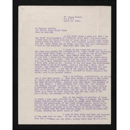 Letter, 19 April 1940, from George T. Randall, to Herries Beattie