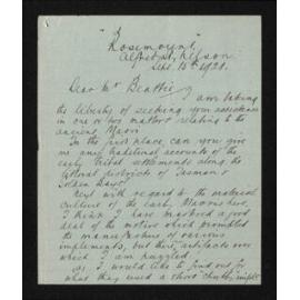 Letter, 15 September 1921, from F.V. Knapp, to Herries Beattie