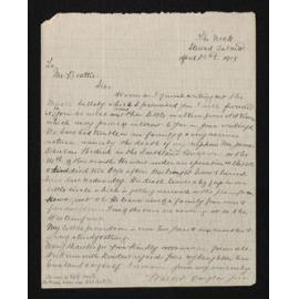 Letter, 22 April 1918, from Walter Douglas Joss, to Herries Beattie