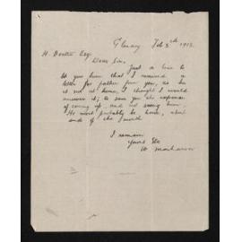 Letter, 3 February 1918, from W. Maihahoa, to Herries Beattie