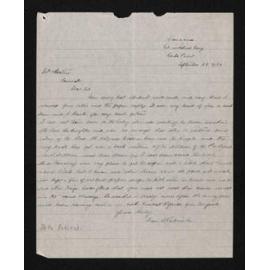 Letter, 28 September 1939, from Miss [Stella] Rakiraki, to Herries Beattie