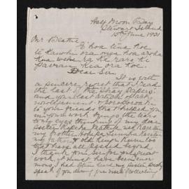 Letter, 15 June 1931, from Ema Wallscott, to Herries Beattie