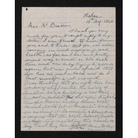 Letter, 18 August 1946, from Ema Wallscott, to Herries Beattie
