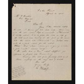 Letter, 14 April 1915, from C. King, to Herries Beattie