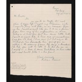 Letter, 22 August 1927, from Rahera Tainui, to Herries Beattie