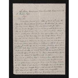 Letter, 4 January 1912, from Sidney Weetman, to Herries Beattie