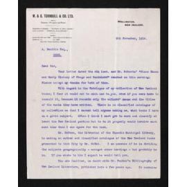 Letter, 9 November 1914, from Alexander Turnbull, to Herries Beattie