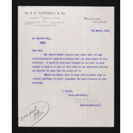 Letter, 7 March 1913, from Alexander Turnbull, to Herries Beattie