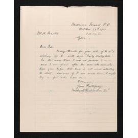 Letter, 23 October 1911, from Mallcott Richardson, to Herries Beattie