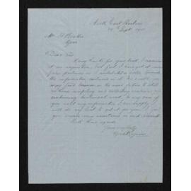 Letter, 24 September 1911, from Alfred Reynolds, to Herries Beattie