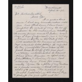 Letter, 19 April 1946, from Louisa McKenzie, to Herries Beattie