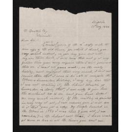 Letter, 17 August 1939, from W.J. Martin to Herries Beattie