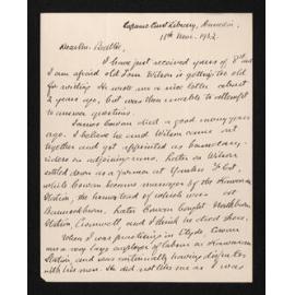 Letter, 11 November 1932, from Robert Gilkison, to Herries Beattie