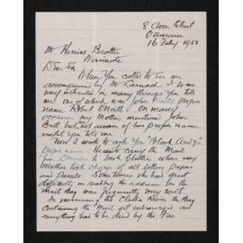 Letter, 16 February 1950, from Bruce Christie, to Herries Beattie