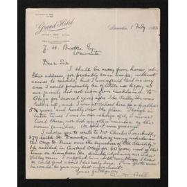 Letter, 1 February 1933, from A.D. Bell, to Herries Beattie