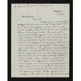 Letter, 7 April 1918, from J.D.Robertson, to Herries Beattie